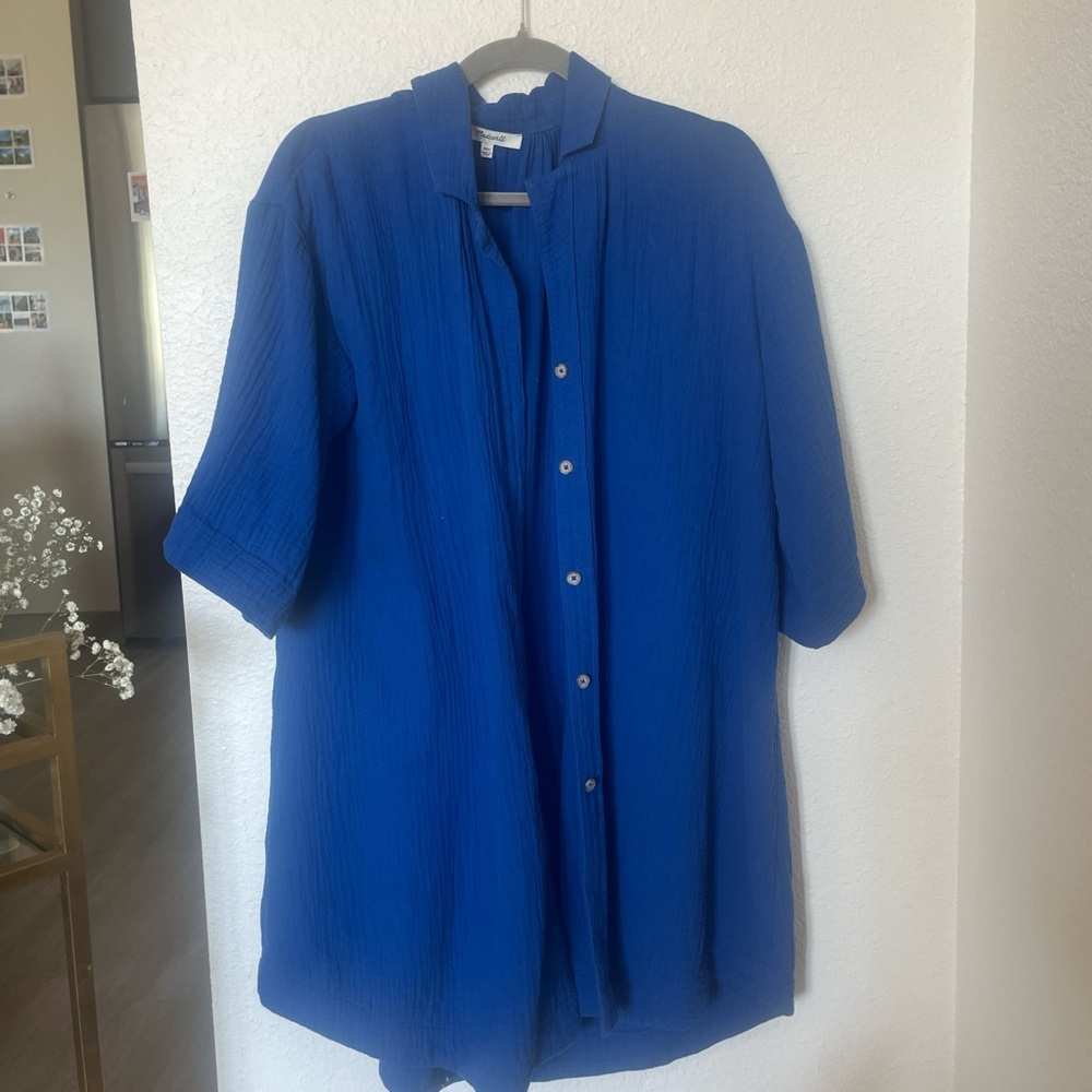 Madewell Royal Blue Cotton Shirt Dress